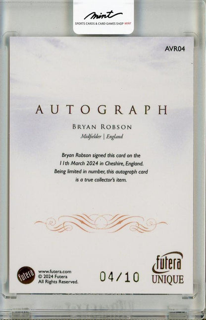2024 Futera Unique World Football Bryan Robson VIRTUOSO Autographs *Handwritten signature card 4/10