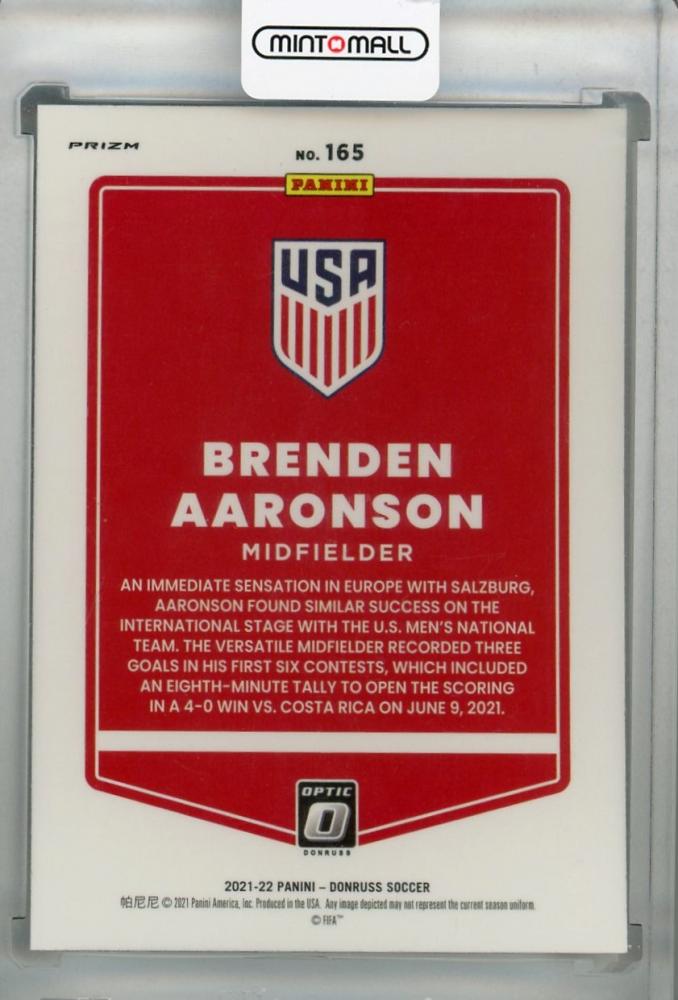 2021-22 Donruss Soccer Road to Qatar Brenden Aaronson Base Optic Holo Parallel trading card