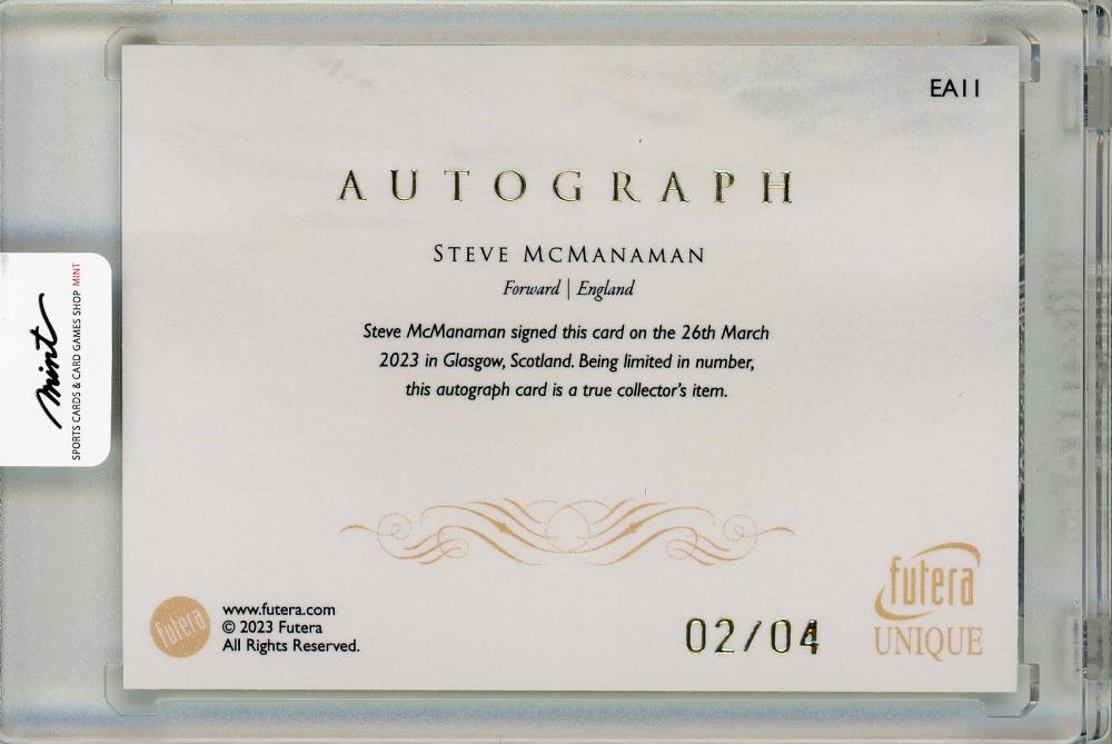 2023-24 Futera Unique World Football Steve Mcmanaman ELITE Autographs unsigned autograph card 2/4