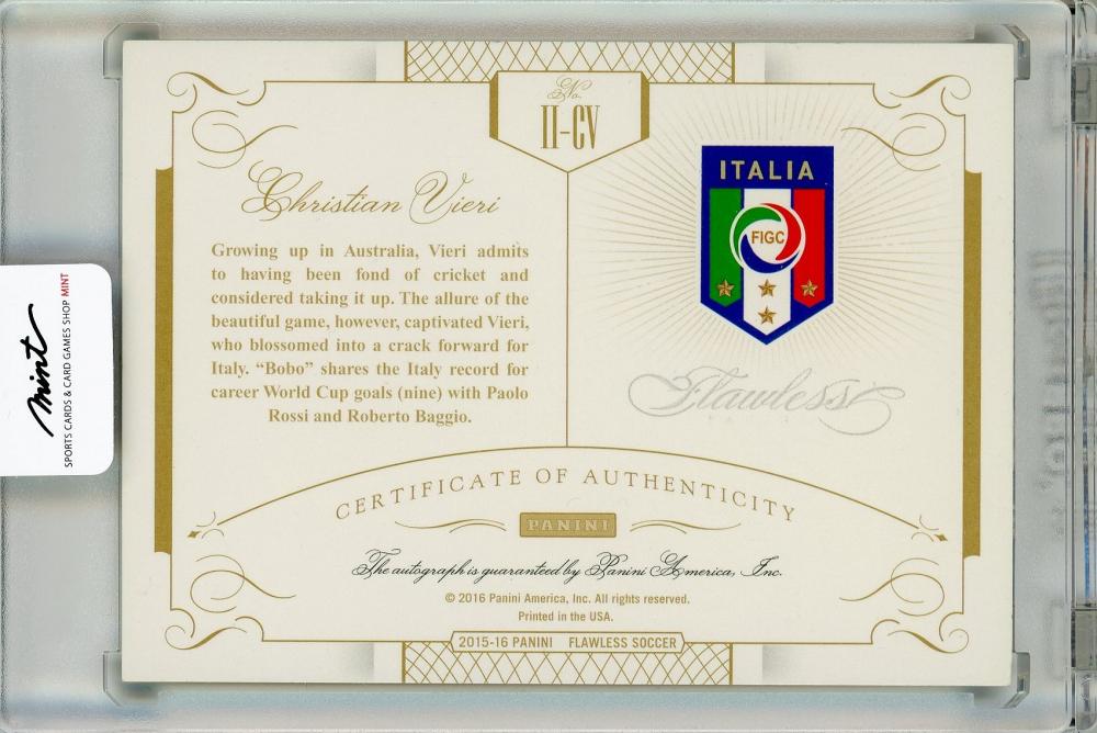 2015-16 Panini Flawless Soccer Christian Vieri International Icons Signatures Autographs LastNo!25/25 Italy
