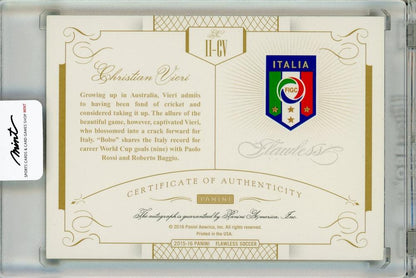 2015-16 Panini Flawless Soccer Christian Vieri International Icons Signatures Autographs LastNo!25/25 Italy