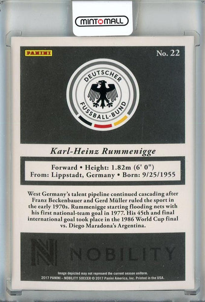 2017 Panini Nobility Karl-Heinz Rummenigge Red #22137/199 Germany