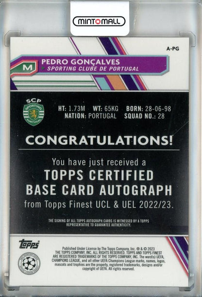2022-23 Finest UEFA Club Competitions Pedro Goncalves Autographs Orange Wave Refractors #APG01/25