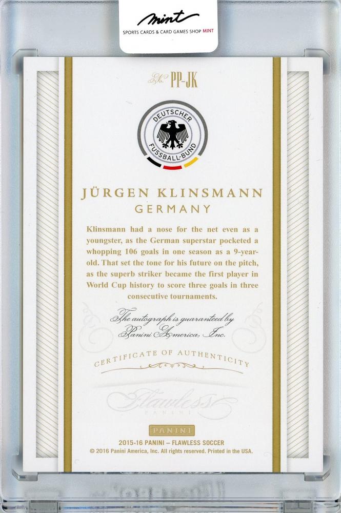 2015-16 Panini Flawless Jurgen Klinsmann Pitch Perfect Autographs Autograph Card 9/15