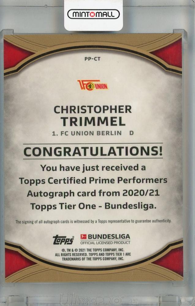 2020-21 Topps Tier One Bundesliga 1. FC Union Berlin Christopher Trimmel Prime Performers Autographs Black #PP-CT(*Parallel versio