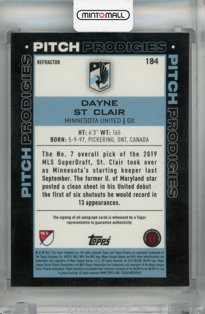 2021 Topps Chrome MLS Major League Soccer Minnesota United Dayne St. Clair Autographs Pitch Prodigies #184