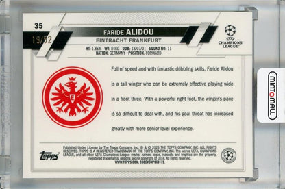 2022-23 Topps UEFA Club Competitions Eintracht Frankfurt Faride Alidou Toppsfractor #35 (Parallel Version) RC Rookie Year 19/52