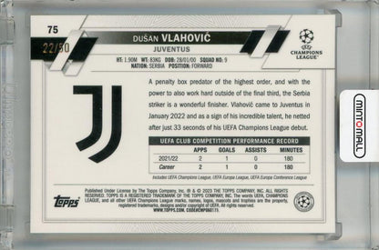 2022-23 Topps UEFA Club Competitions Juventus Dusan Vlahovic Gold Foil #75(Parallel version) 22/50