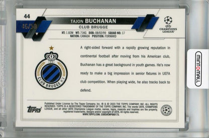 2022-23 Topps UEFA Club Competitions Club Brugge Tajon Buchanan Gold Mini-Diamond #44(Parallel Version) 46/50