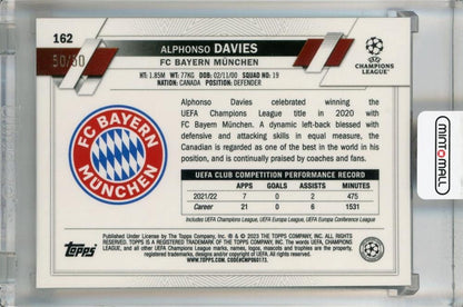 2022-23 Topps UEFA Club Competitions FC Bayern Munchen Alphonso Davies Gold Mini-Diamond #162 (Parallel Edition) (Last Number!) 50
