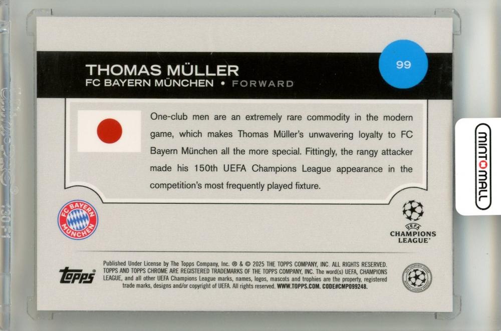 2025 Topps Uefa Japan Edition Thomas Muller #99 Base Gold Mojo Parallel44/50 FC Bayern Munchen