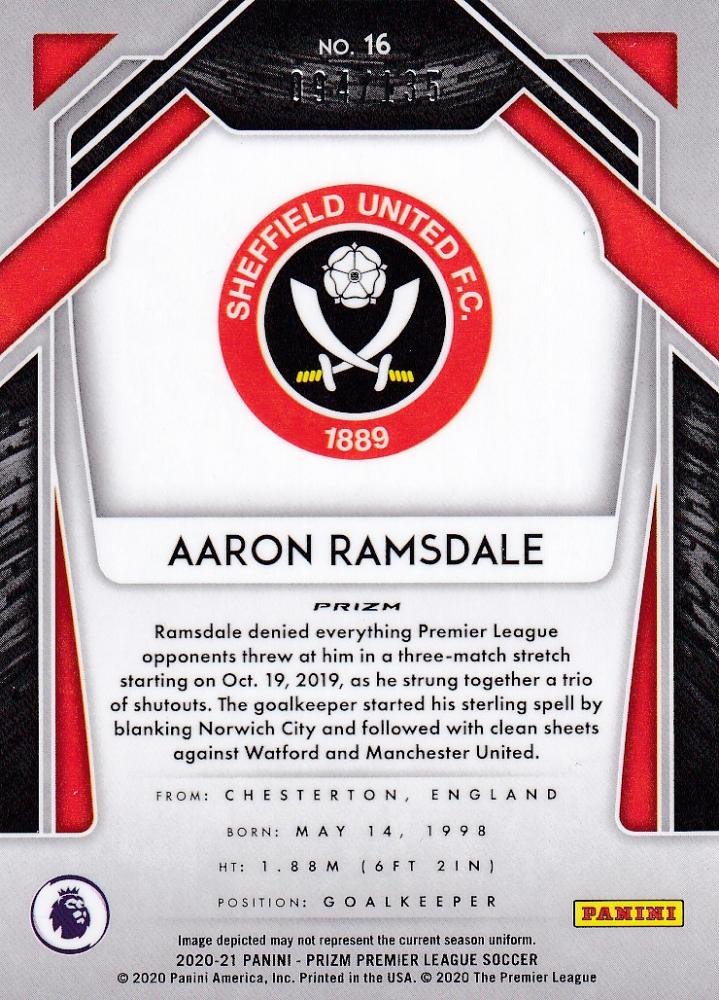 2020-21 Panini Prizm Premier League Sheffield United Aaron Ramsdale Base Red Mojo collectible card