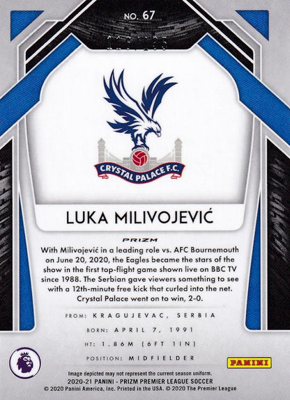 2020-21 Panini Prizm Premier League Luka Milivojevic Crystal Palace Red Mojo card serial 116 of 135
