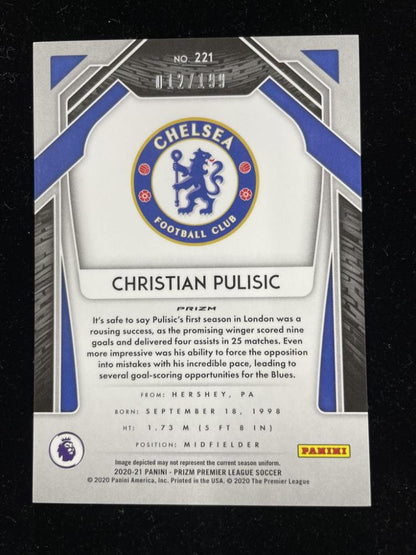 2020-21 Panini Prizm Premier League Chelsea FC Christian Pulisic Base Blue Parallel card 012 of 199