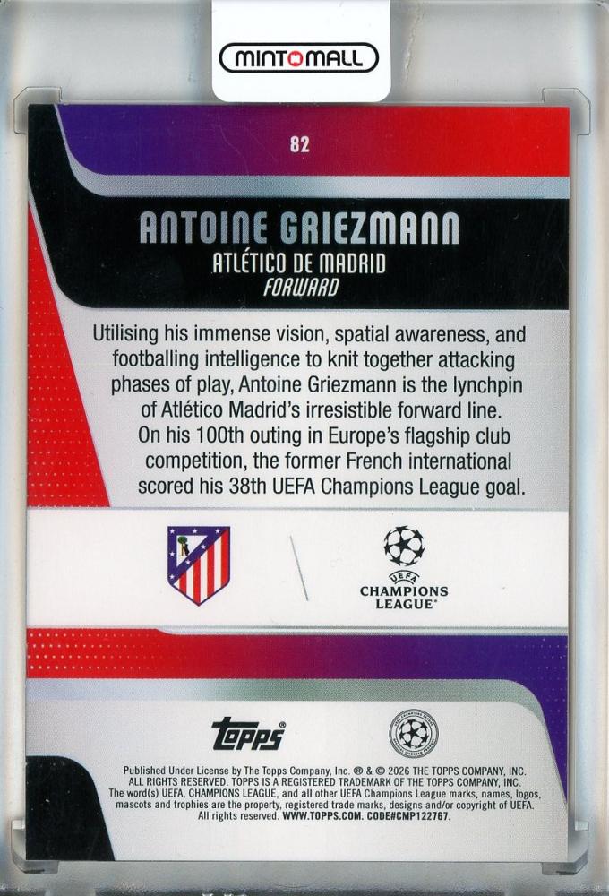 2025-26 Topps UEFA Club Competitions Antoine Griezmann Red Foil #824/5 Atletico Madrid