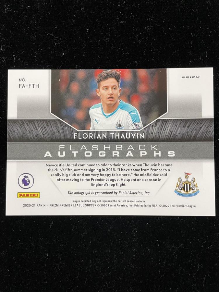 2020-21 Panini Prizm Premier League Florian Thauvin Newcastle United Flashback Autographs Choice trading card