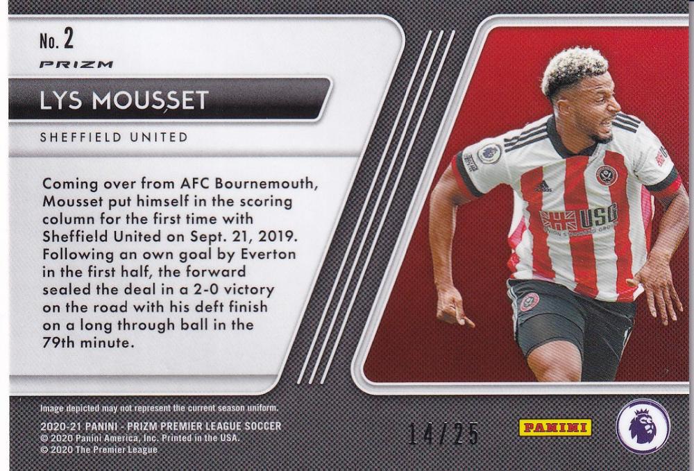 2020-21 Panini Prizm Premier League Sheffield United Lys Mousset Scorers Club Orange Parallel card 14 of 25