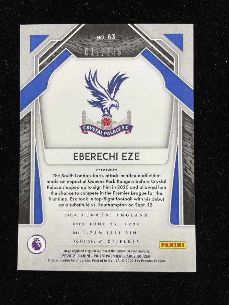 2020-21 Panini Prizm Premier League Crystal Palace Eberechi Eze Base Red Mojo Parallel card number 011/135