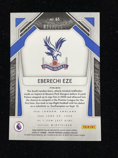 2020-21 Panini Prizm Premier League Crystal Palace Eberechi Eze Base Red Mojo Parallel card number 011/135