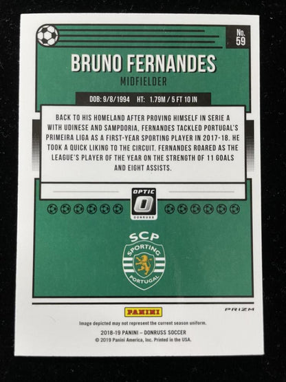 2018-19 Donruss Soccer Bruno Fernandes Base Optic Holo parallel card from Sporting CP