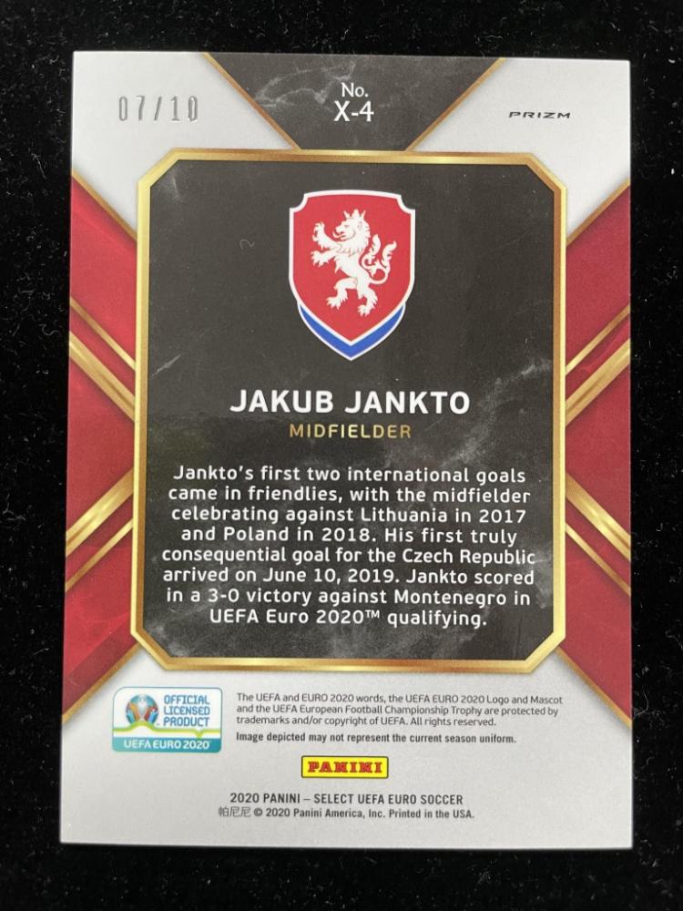 2020 Panini Select UEFA Euro Preview Jakub Jankto X-Factor Gold parallel card numbered 7 of 10