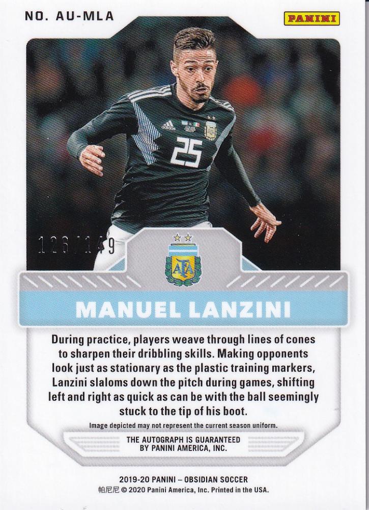 2019-20 Panini Obsidian Manuel Lanzini autograph card from Argentina numbered 126 of 149