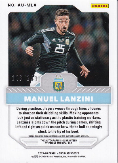 2019-20 Panini Obsidian Manuel Lanzini autograph card from Argentina numbered 126 of 149