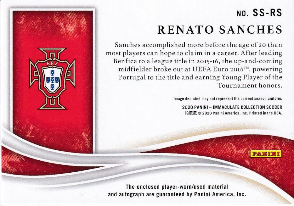 2020 Panini Immaculate Collection Portugal Renato Sanches Superior Swatch Signatures Gold card number 13 of 25