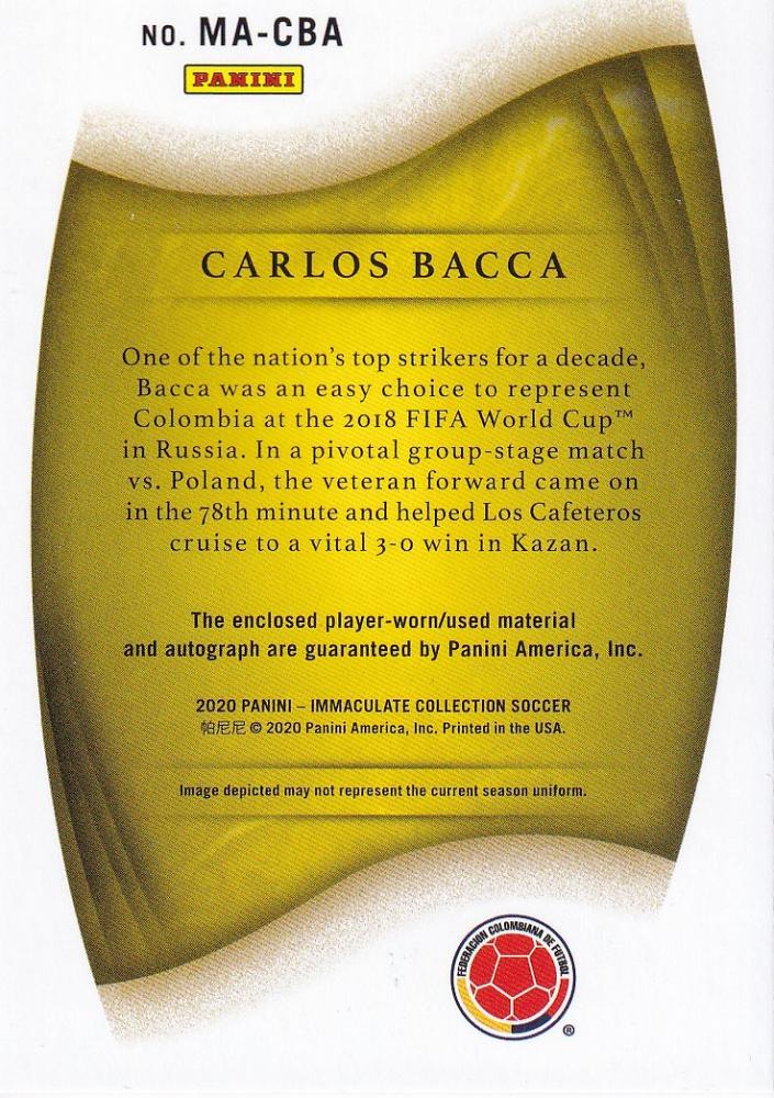 2020 Panini Immaculate Collection Carlos Bacca Colombia red FOTL autograph memorabilia card numbered 3 of 8