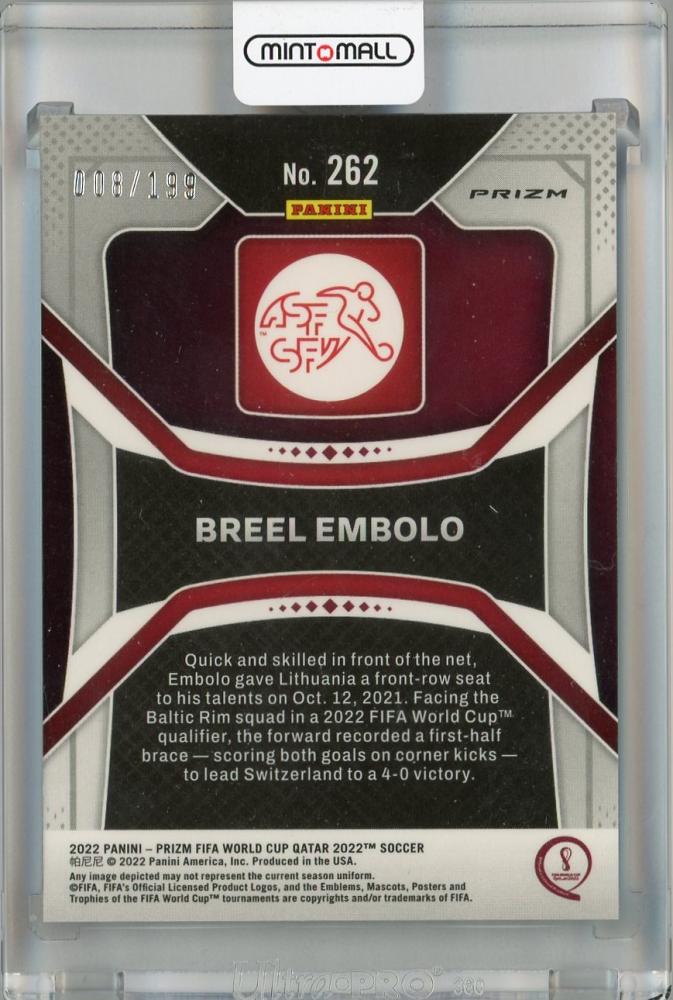 2022 Panini Prizm FIFA World Cup Qatar Switzerland Breel Embolo Blue Wave #262(Parallel) 008/199