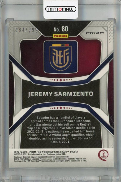 2022 Panini Prizm FIFA World Cup Qatar Ecuador Jeremy Sarmiento Blue #80 (Parallel Edition) RC(ROOKIE YEAR!) 184/299