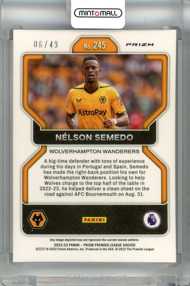 2022-23 Panini Prizm Premier League Wolverhampton Wanderers Nelson Semedo Purple #245(Parallel) 06/49