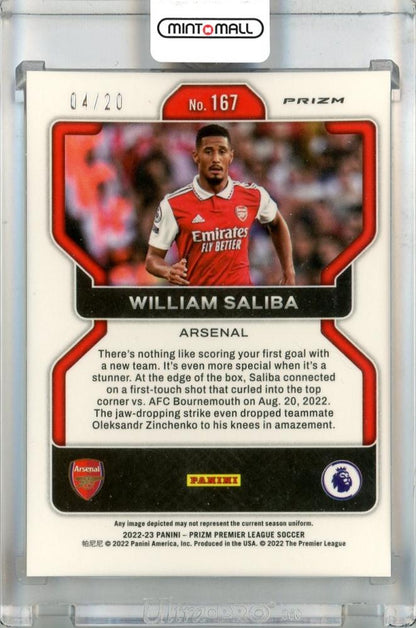 2022-23 Panini Prizm Premier League Arsenal William Saliba Purple Mojo #167 (Parallel version) RC(ROOKIE YEAR!) 04/20