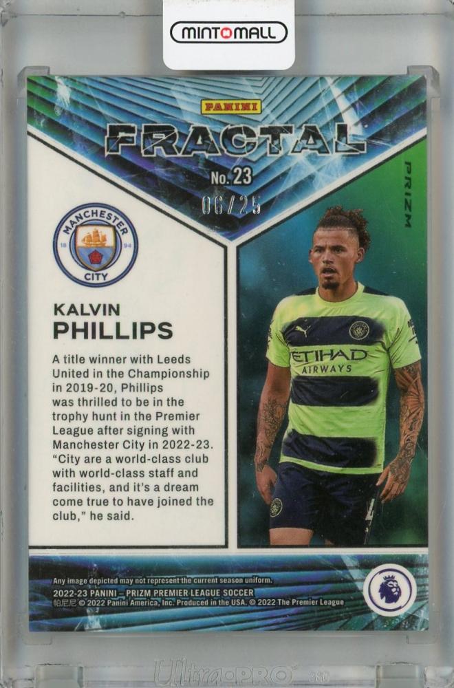 2022-23 Panini Prizm Premier League Manchester City Kalvin Phillips Fractal Orange #23(*parallel version) 06/25