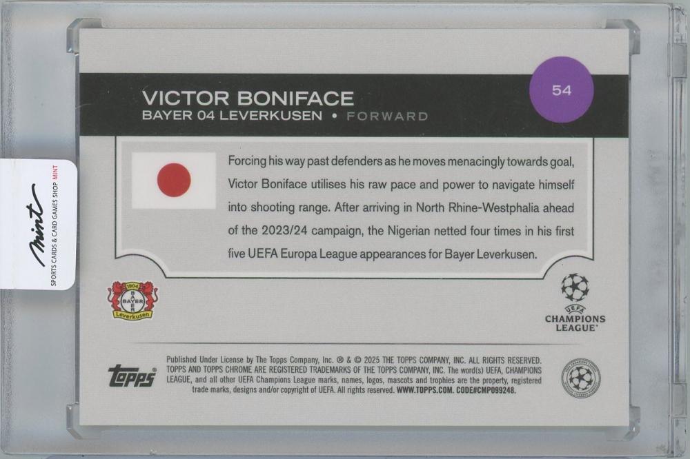 2024-25 TOPPS UEFA Japan Edition Soccer Orange Mojo Refractor #54 / VICTOR BONIFACE(Bayer 04 Leverkusen) 19/25