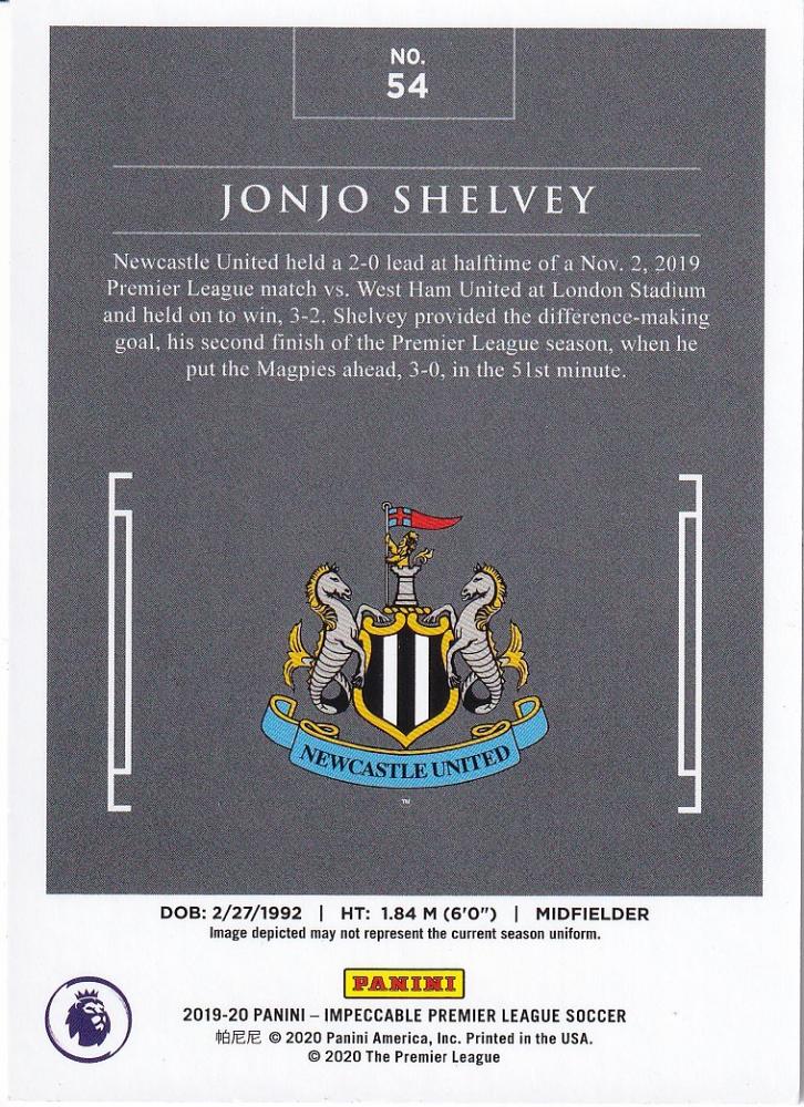 2019-20 Panini Impeccable Premier League Newcastle United Jonjo Shelvey Base Emerald parallel card 4 of 5