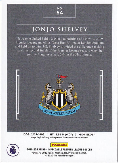 2019-20 Panini Impeccable Premier League Newcastle United Jonjo Shelvey Base Emerald parallel card 4 of 5