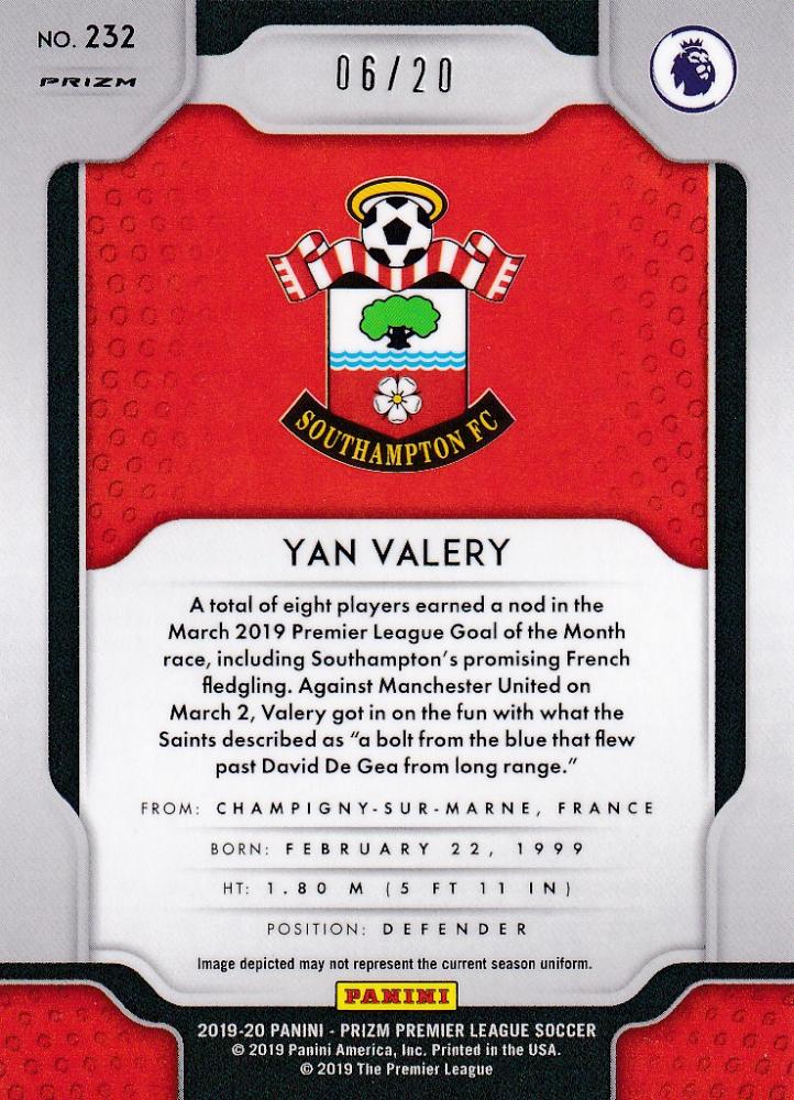 2019-20 Panini Prizm Premier League Yan Valery Southampton Bronze parallel collectible card