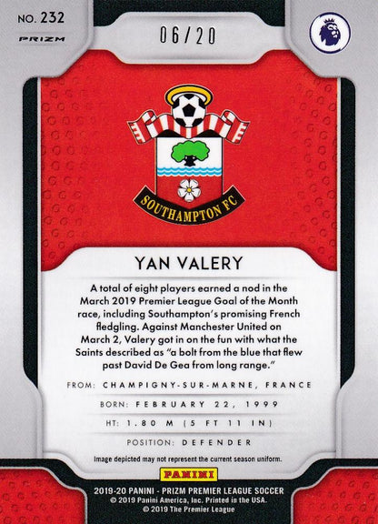 2019-20 Panini Prizm Premier League Yan Valery Southampton Bronze parallel collectible card