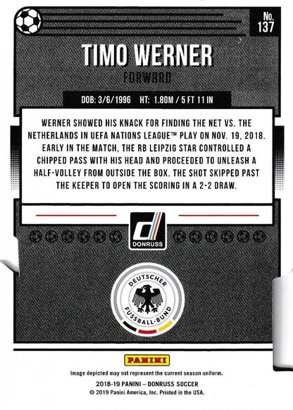 2018-19 Donruss Germany Timo Werner Base Die-Cuts trading card serial number 068 of 100