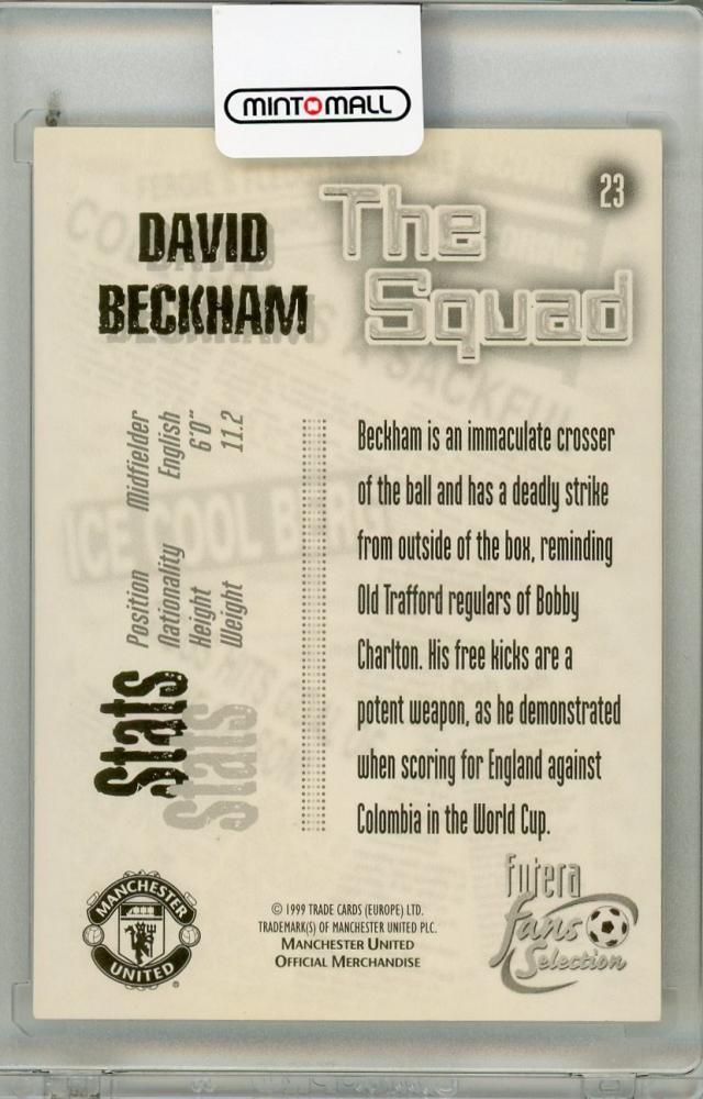 1999 Futera Fans Selection David Beckham #23 Manchrster United