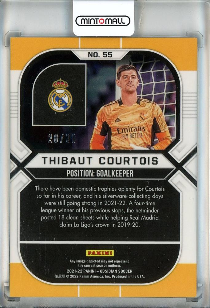 2021-22 Panini Obsidian Thibaut Courtois Electric Etch Purple #5528/30 Real Madrid