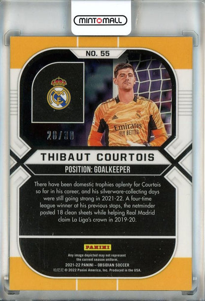 2021-22 Panini Obsidian Thibaut Courtois Electric Etch Purple #5528/30 Real Madrid