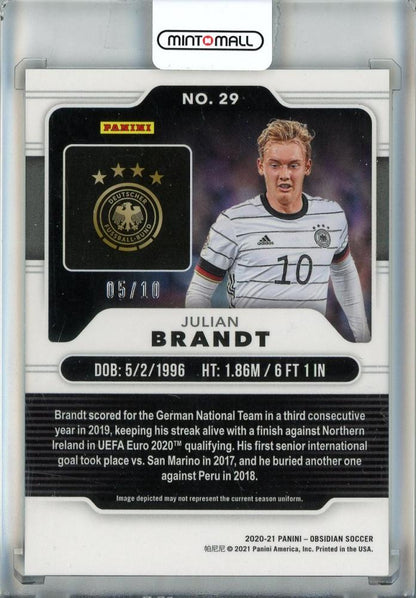 2020-21 Panini Obsidian Julian Brandt Electric Etch Yellow #2905/10 Germany