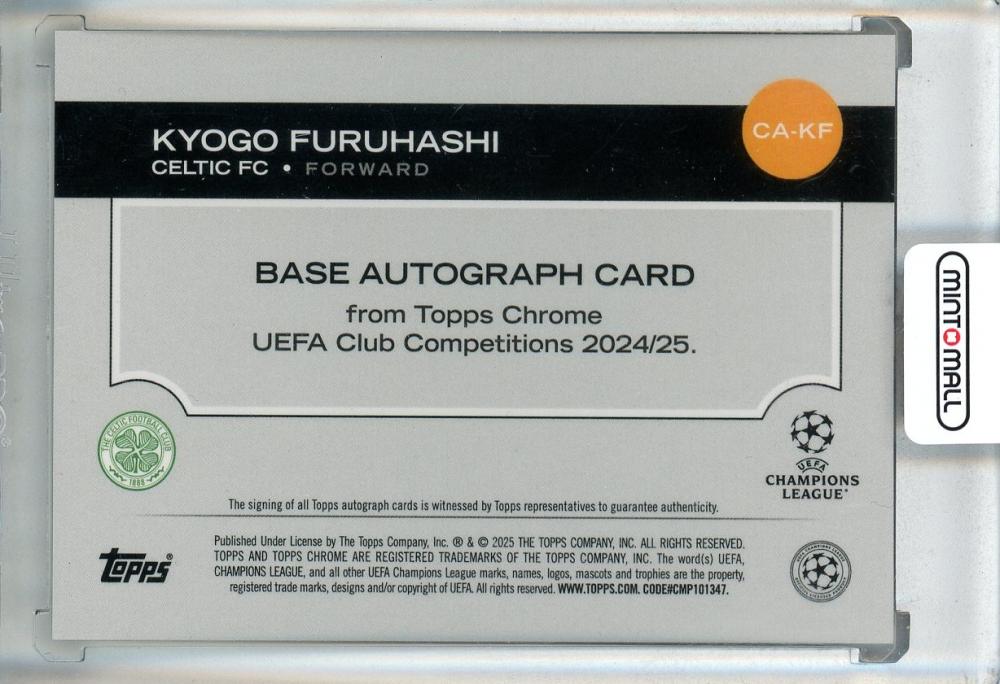 2024-25 Topps Chrome UEFA Club Competitions Kyogo Furuhashi Autographs #CAKF Celtic FC