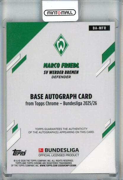 2025-26 Topps Chrome Bundesliga Marco Friedl Black Geometric Refractors #BAMFR08/10 SV Werder Bremen