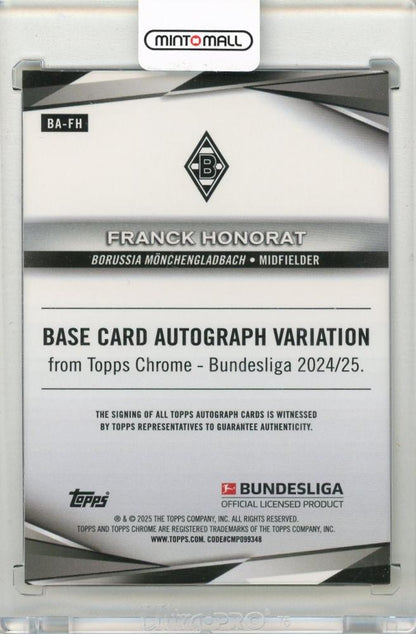 2024-25 TOPPS Chrome Bundesliga Franck Honorat Autographs Yellow Refractors #BAFH08/75 Borrusia Monchengladbach