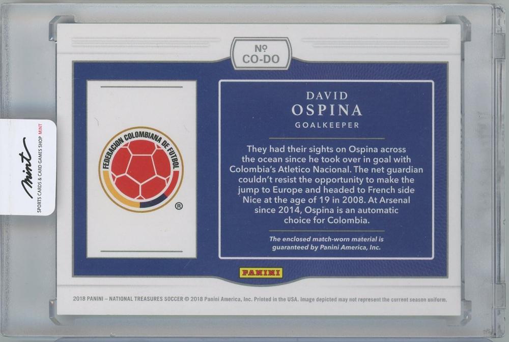 2018 PANINI National Treasures Colossal Materials Bronze / DAVID OSPINA 02/35