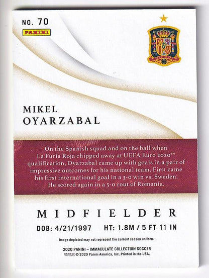 2020 PANINI Immaculate Collection Base Mikel Oyarzabal collectible card number 58 out of 99