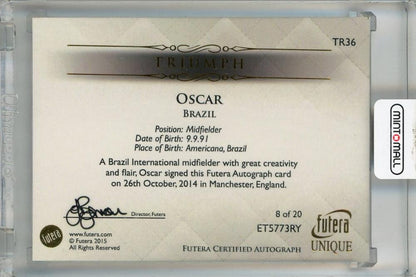 2015 Futera World Football Unique Oscar Triumph Autographs #TR36 ※State Condition Difficult 8/20